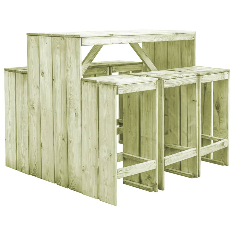 6 - Person Wood Patio Dining Set with Rectangular Table