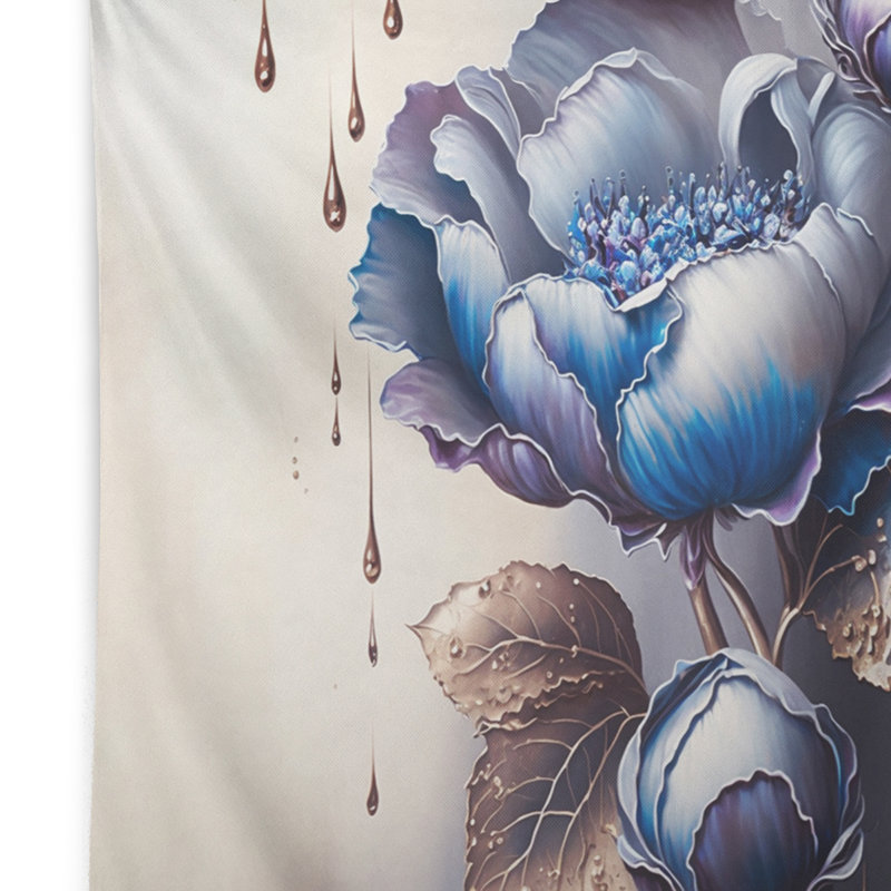 Ice Blue And Purple Violets I Polyester Tapestry, 50" H x 60" W