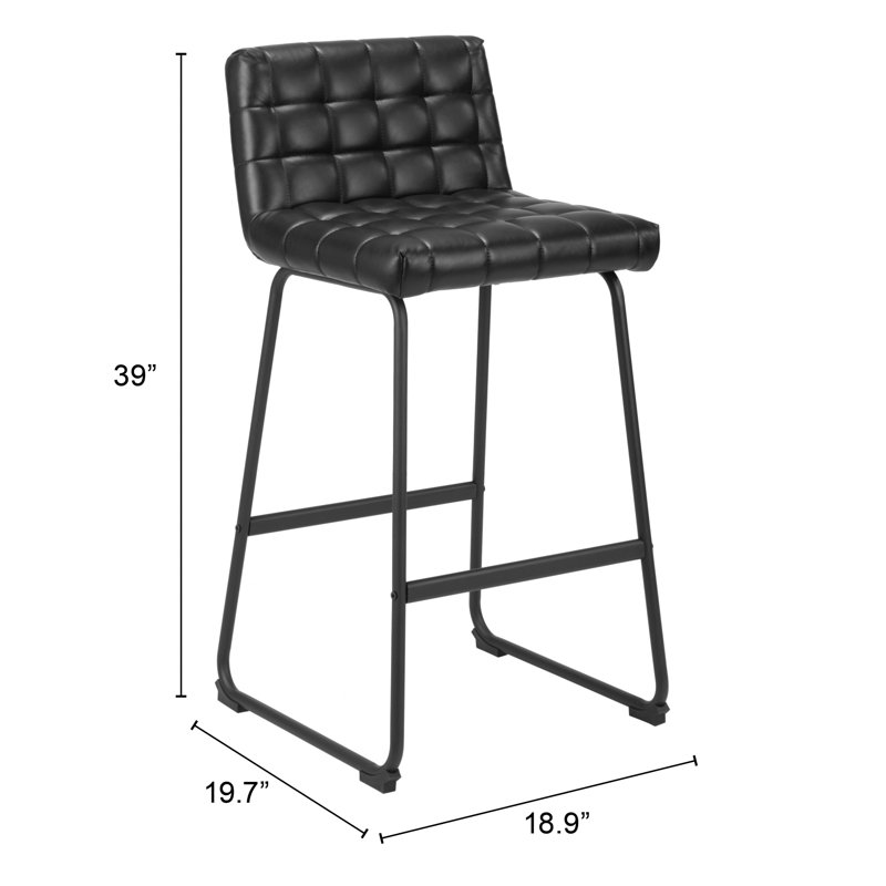 Tabouret Pago, Tabouret de bar (siège d'une hauteur de 29,9 po), 100% polyuréthane - noir