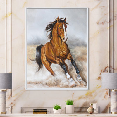 " Galopping Brown Horse On The Prairie "