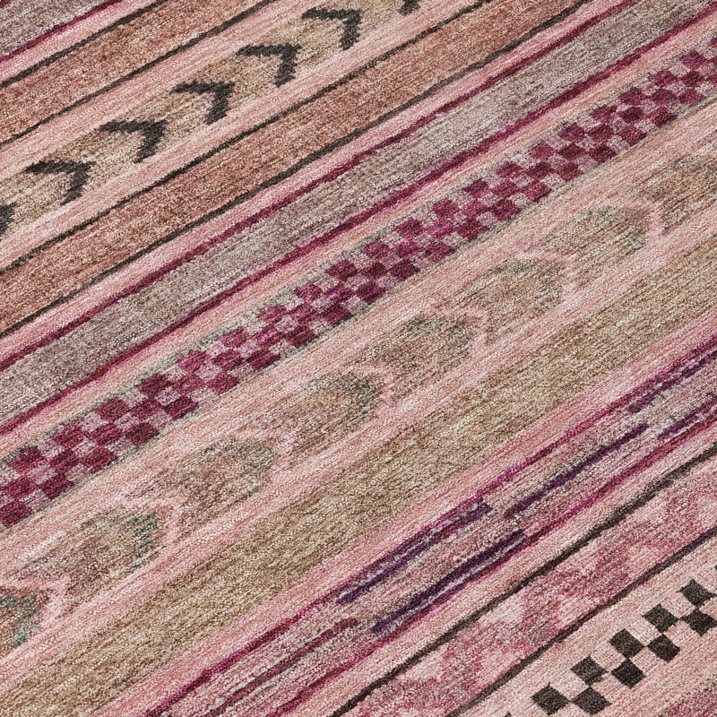Machine Washable Indoor/Outdoor Claudian ACN1625 Pink Rug, Rectangle 8' x 10'