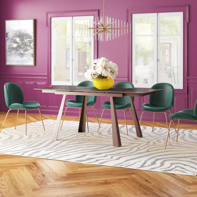 Kelli Glass Top Metal Base Dining Table