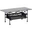 Table d'extérieur pliante en aluminium avec plateforme, hauteur réglable et solution de rangement compacte