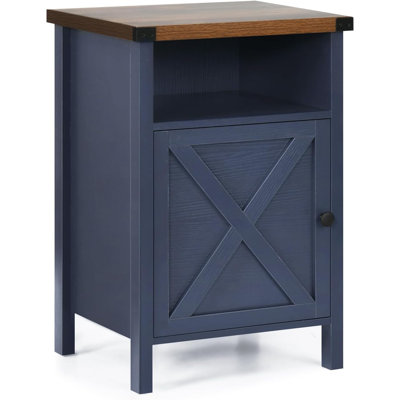 Table de chevet de style campagnard, table de bout, tables de bout avec porte de grange et tablette, table de chevet moderne, tables de chevet rustiques pour chambre à coucher, salon