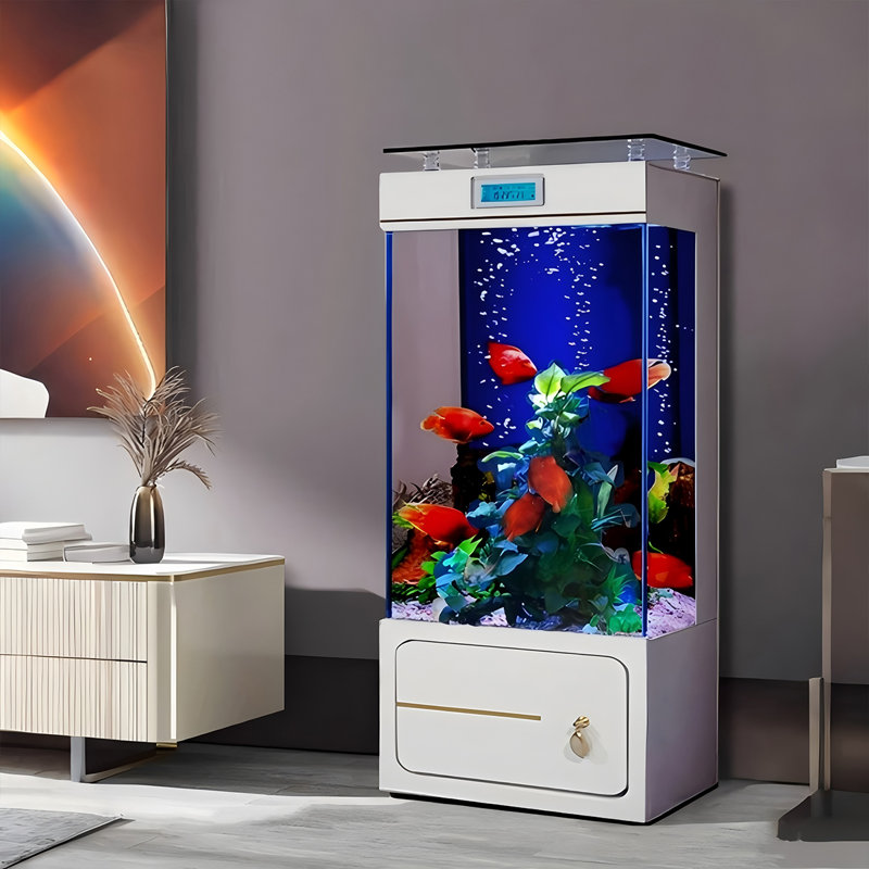 Aquarium de luxe 27,56 po, 55.48 Gallon (53.54"H x 27.56"W x 15.75"D), Transparent/blanc