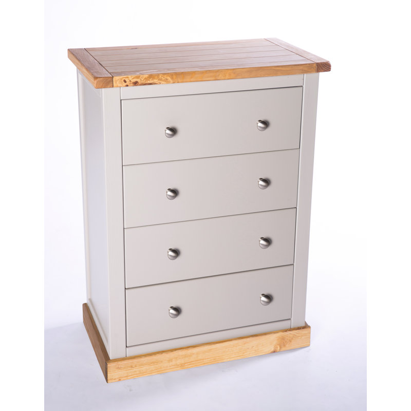 Phelps 70cm W 4 - Drawer Chest of Drawers, Grey/Wood, Chrome