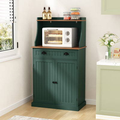 54" Tall Kitchen Pantry Cabinet, Freestanding Microwave Stand with Drawer & Adjustable Shelves, Buffet Storage Cabinet