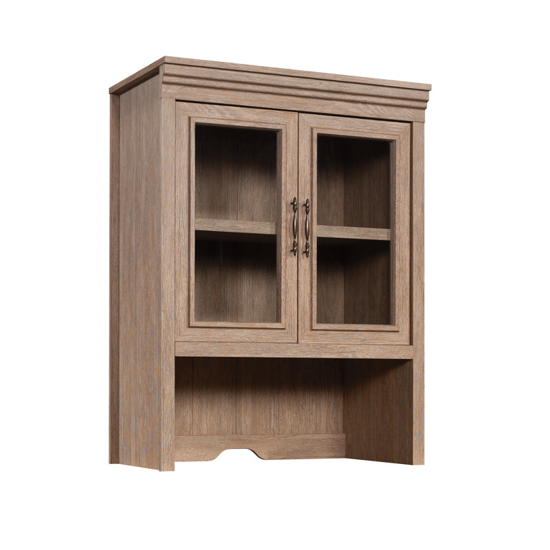 Huche de bibliothèque avec portes en verre, finition brune
