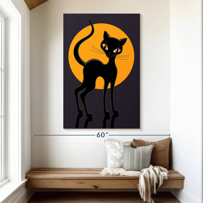 Chat et lune, H 51 po x l 34 po