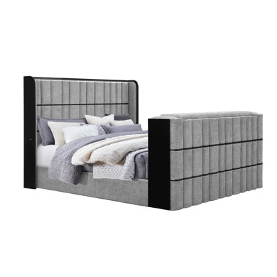 Isaiah Grey King Bed With 50" TV Lift-LED And Speakers