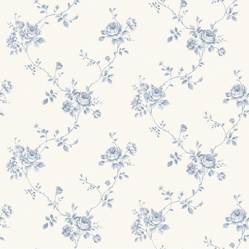 Moffitt 10m x 53cm Textured Satin Wallpaper Roll, Blue/Cream