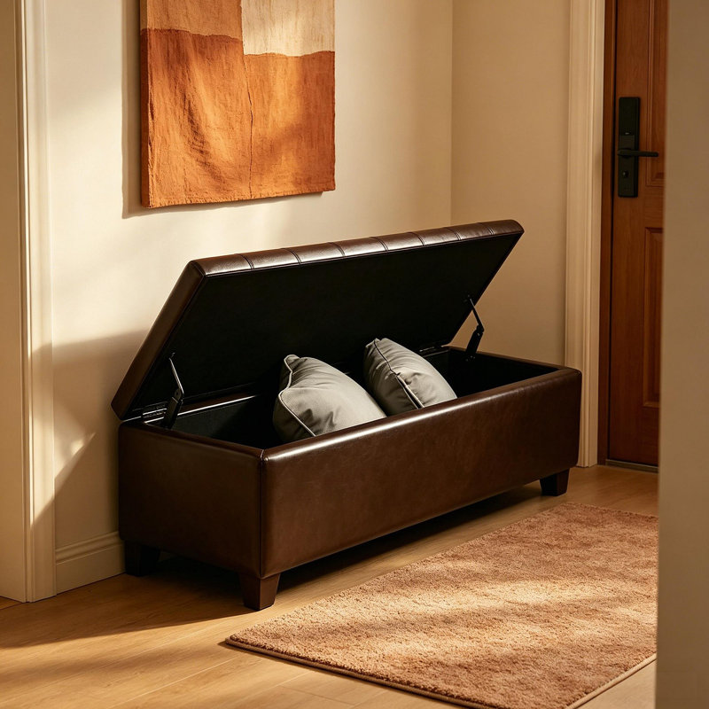 Banc de style contemporain, banc capitonné, banc de rangement pour repose-pieds