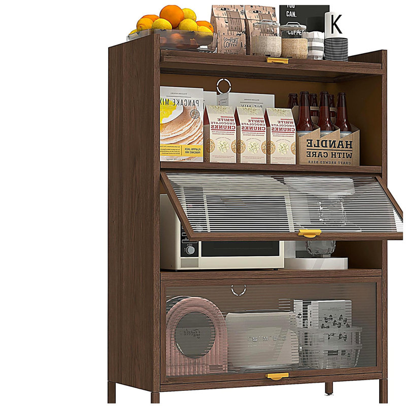 44'' Tall Metal 3 Flip Doors Cabinet, Bookcase With Storage, (3 Shelves) 44.09"H x 31.5"W x 13.8"D