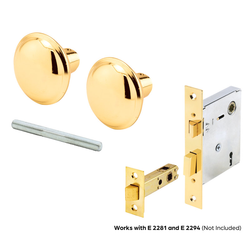 Solid Brass Vintage Door Knob Spindle Set, 2-1/4 Inch Outside Diameter, Brass (Single Pack)