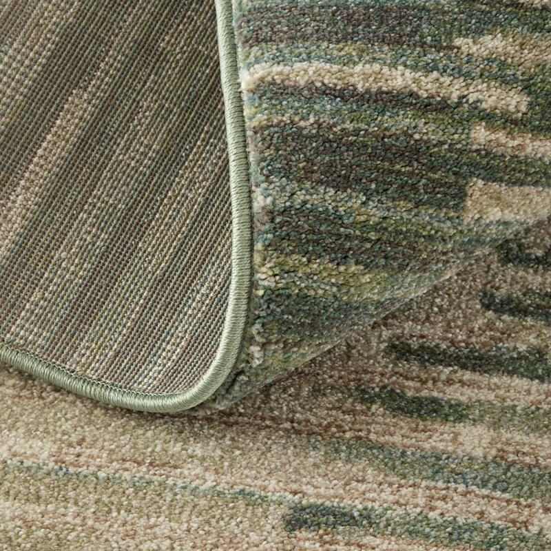 Tapis à motif abstrait moderne Roy / vert / ivoire / brun Roy, Rectangle 7 pi 9 po x 10 pi