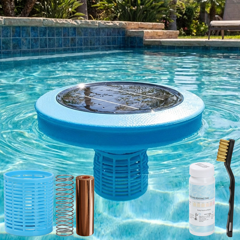 Ioniseur de piscine solaire - Nettoyeur d'ions en cuivre flottant pour piscines, spas et spas
