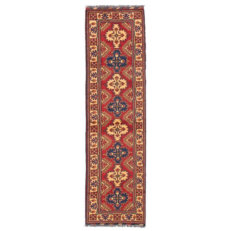 Kargahi One-of-a-Kind Runner: 2'10" X 9'10" New Age Runner Wool Area Rug in Red