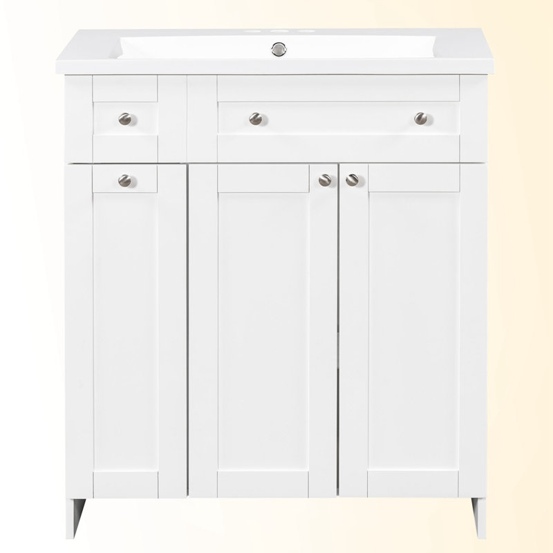 Meuble-lavabo 30 po avec lavabo en céramique, Blanc