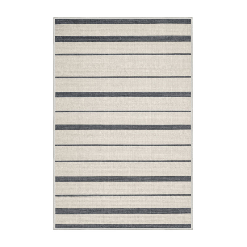  Tapis blanc lavé rayé gris clair, Rectangle de 5 pi x 8 pi