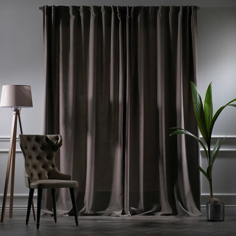 Extra Long & Extra Wide Decorative Curtain Single Panel, Stone, 280cm Width x 245cm Drop