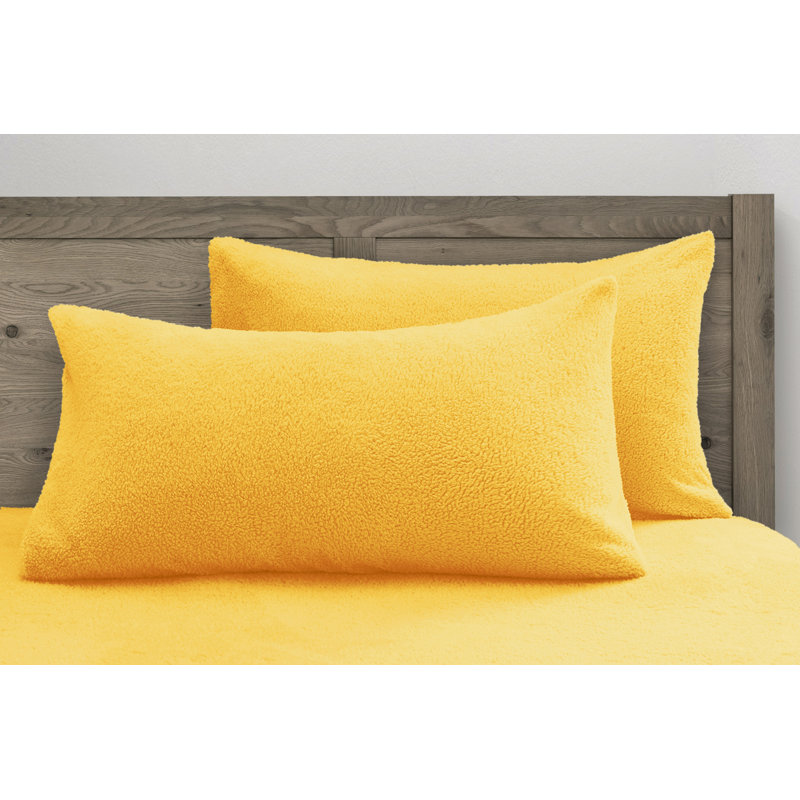 Najya Velosso Teddy Soft Cosy Thermal Fleece Pillowcase Pair, Ochre
