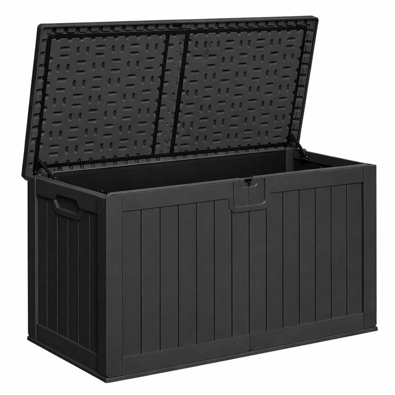 240 Gallon Waterproof Deck Box with Lockable Lid for Patio Furniture, Pool Supplies, Black