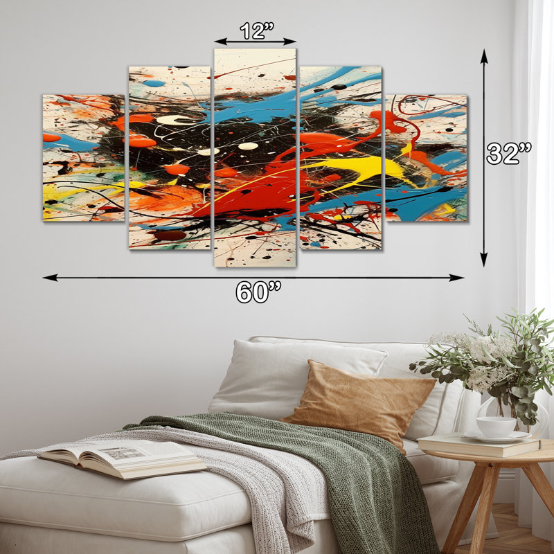 «All That Jazz Colorful Joy II», art mural abstrait sur toile, 5 panneaux