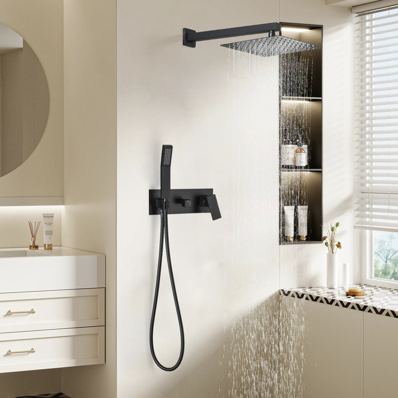 1-Spray Patterns 9.84 In. Dual Fixed And Handheld Shower Head With 1.8 GPM In Matte Black