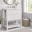 Meuble-lavabo de salle de bain avec lavabo en céramique, tiroirs et tablette ouverte-1463857143