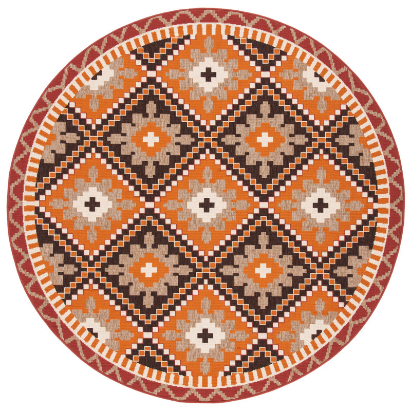 Northpoint Veranda Performance Geometric Indoor/Outdoor Area Rug, Round 3'