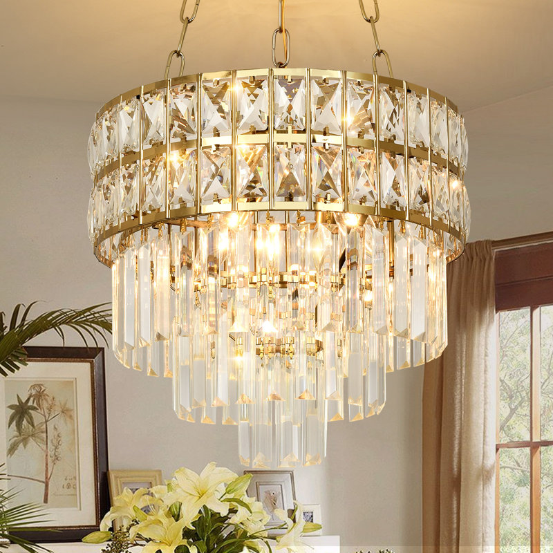 Imma Crystal Empire Chandelier, Gold, 12.9" H x 15.7" W x 15.7" D