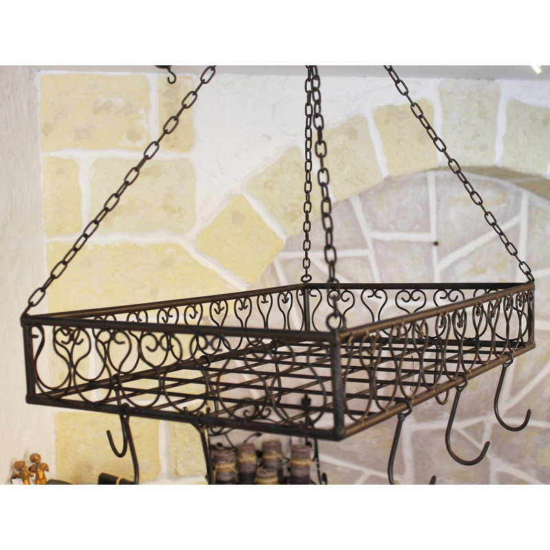 Metal Handcrafted Rectangle Hanging Pot Rack