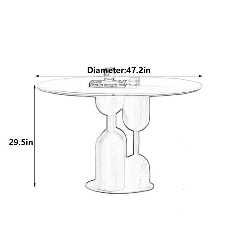 Solid Wood Round Dining Table, 29.5"H x 47.2"L x 47.2"W