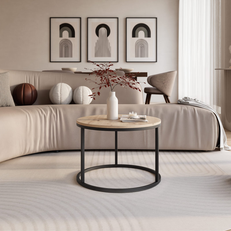 Coffee Table with Storage, 42 cm H x 60 cm L x 60 cm W, Artisan Oak, Black