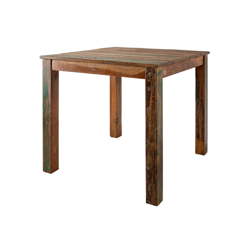 Nature Of Spirit Solid Wood Top Metal Base Dining Table, H76 x L80 x W80 cm