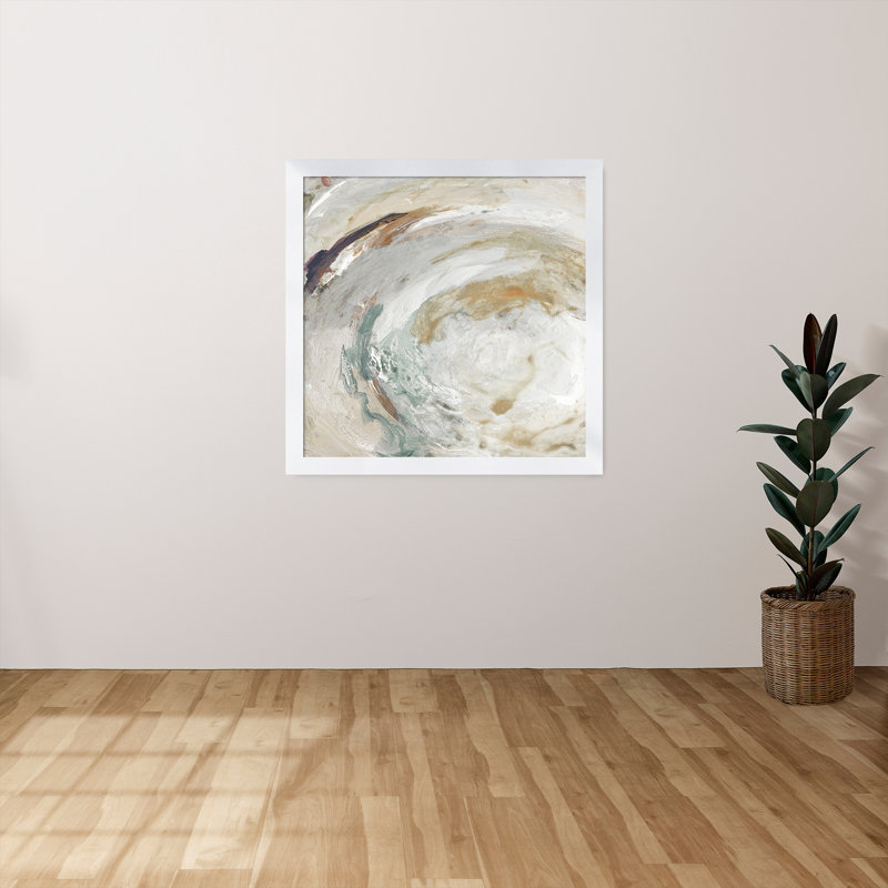 «Nature Swirl Square I», reproduction de peinture acrylique, H 31,5 po x l 31,5 po x P 1 po, Cadre blanc