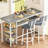 3 Piece Bar Table Set, Kitchen Dining Table Set For 2, Bar Table And Chairs Set With PU Upholstery Stool And 4 Open Storage Shelves, Pub Table Set For Small Space, Grey