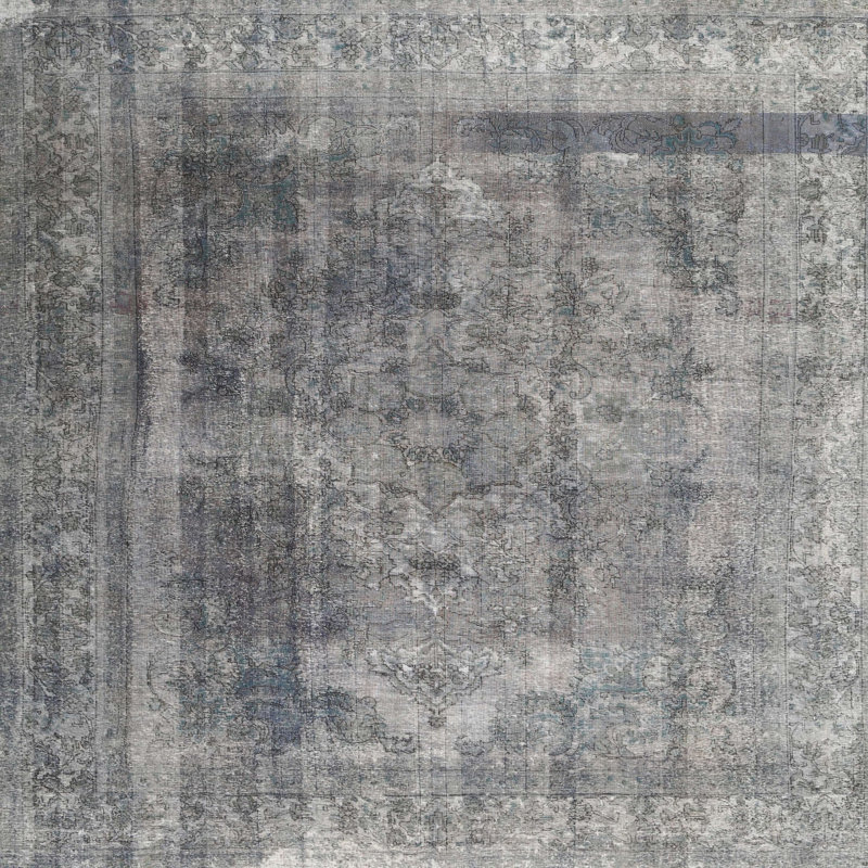 Tapis contemporain gris, Carré 6 pi