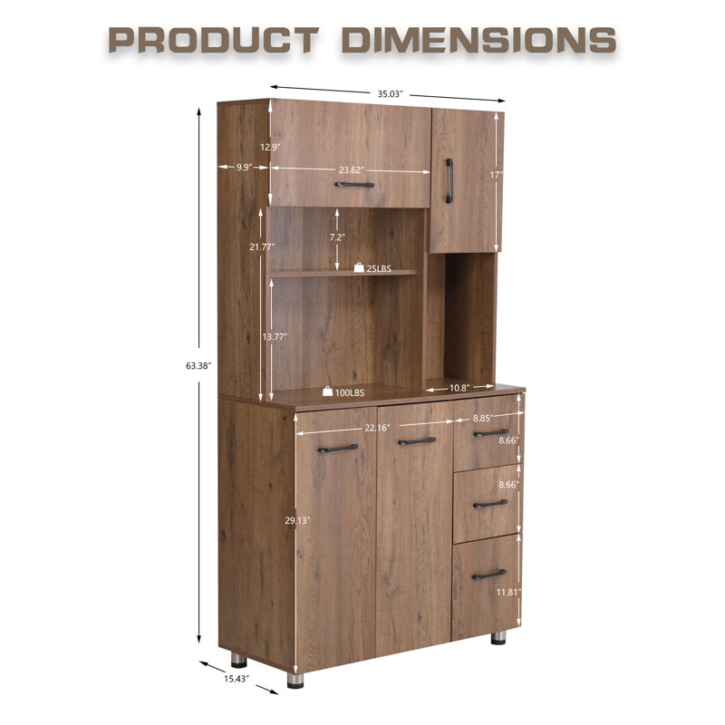 Armoire de rangement 63 po, Naturel