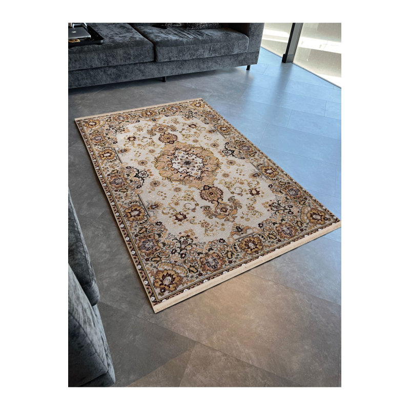 Tapis décoratif rétro jaune, Tapis de couloir 3 pi 3 po x 9 pi 10 po