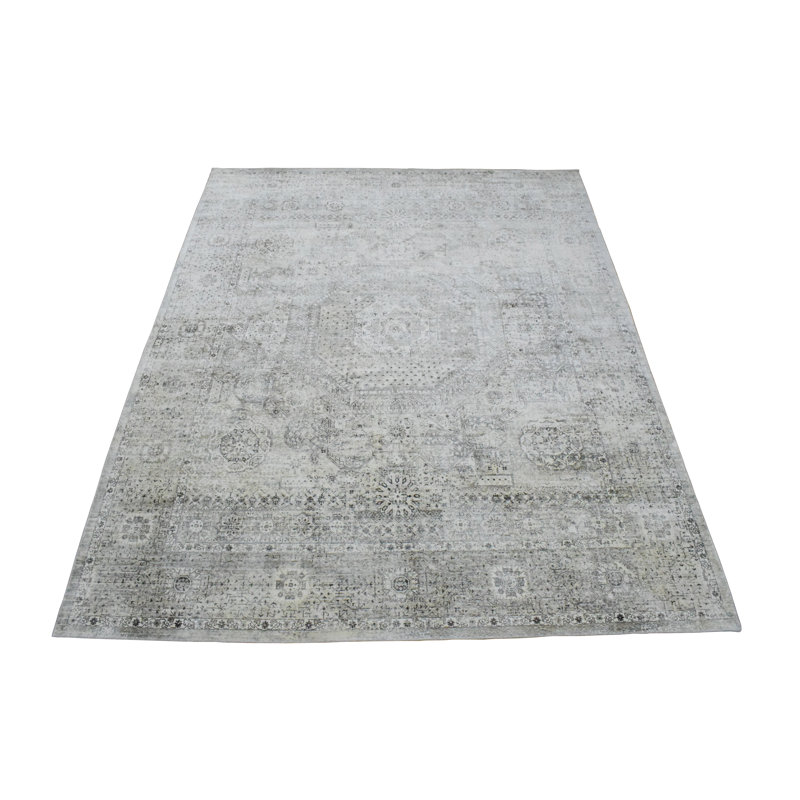 Tapis oriental oriental tissé à plat à la main gris