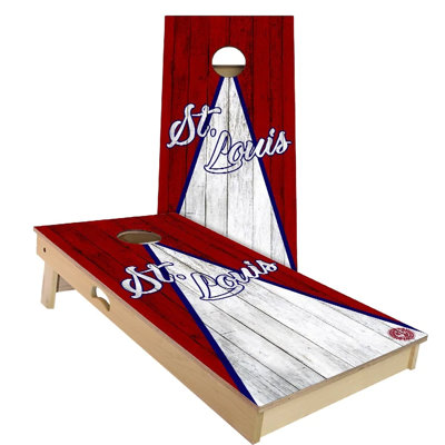 St. Louis Triangle Baseball Cornhole Board Set | Includes (2) Boards, (8) Bags & Optional Accessories