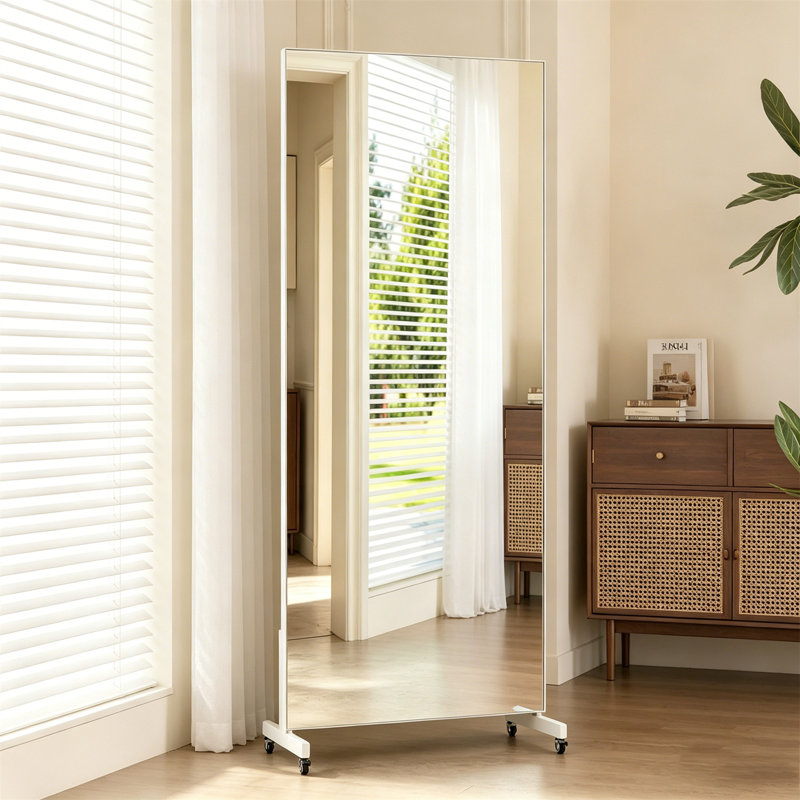 Full Body Mirror, 360 ° Rotating Full-Length Yoga Mirror - Ultra Light Nano Film Shatterproof Standing Mirror With Roller
