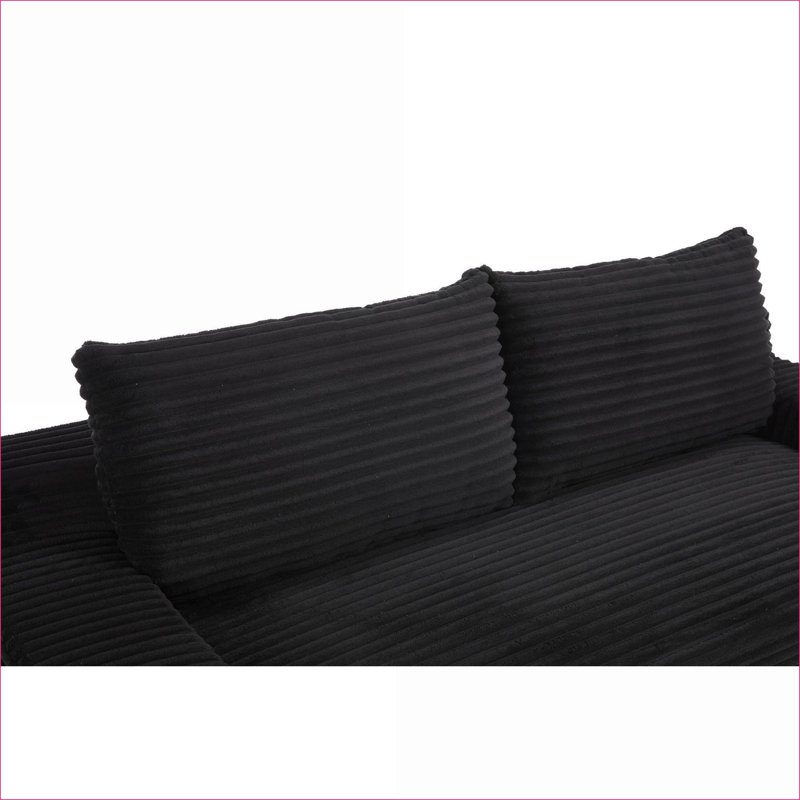 Canapé convertible en L, en mousse à mémoire de forme, sans assemblage, compact pour les petits espaces Noir | Tissu