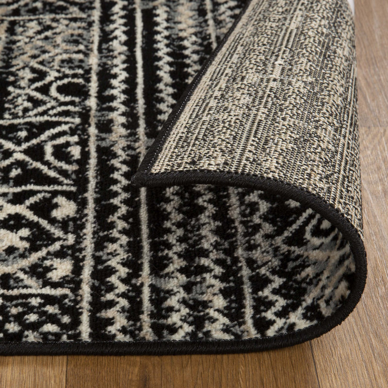 Tapis d'intérieur moderne Cosmo, Rectangle 4pi x 6 pi, Noir