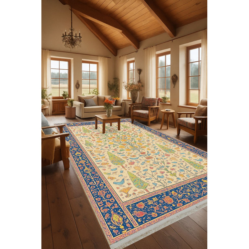 Tapis blanc tissé à motif lavable Mosso, 2 pi x 2 pi 11 po