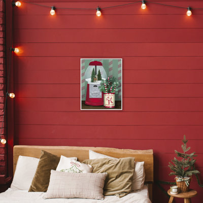 Vintage Christmas Gumball Machine Framed Giclee, design by Jilly Jack Designs