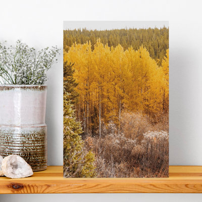 The Abyss Trail Aspens Serene Vibrant Abstract Autumn Forest, art mural