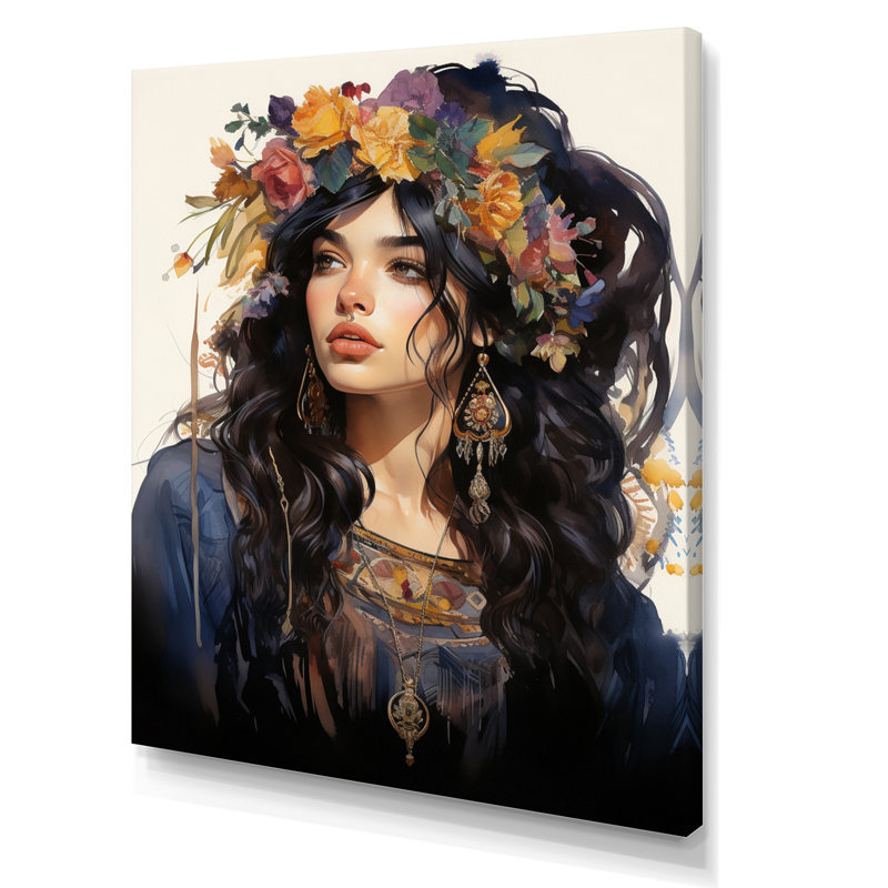 «Kryton Boho Latina», femme sur toile, H 20 po x l 12 po x P 1 po, Toile tendue