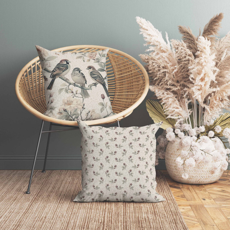 Oreiller en faux suède Branch Buddies, Beige, Carré 18 po